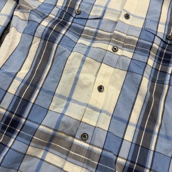 Express Dress Shirt Mens S White Plaid Fitted Comfort Detailed Pockets Button Up - Picture 3 of 7